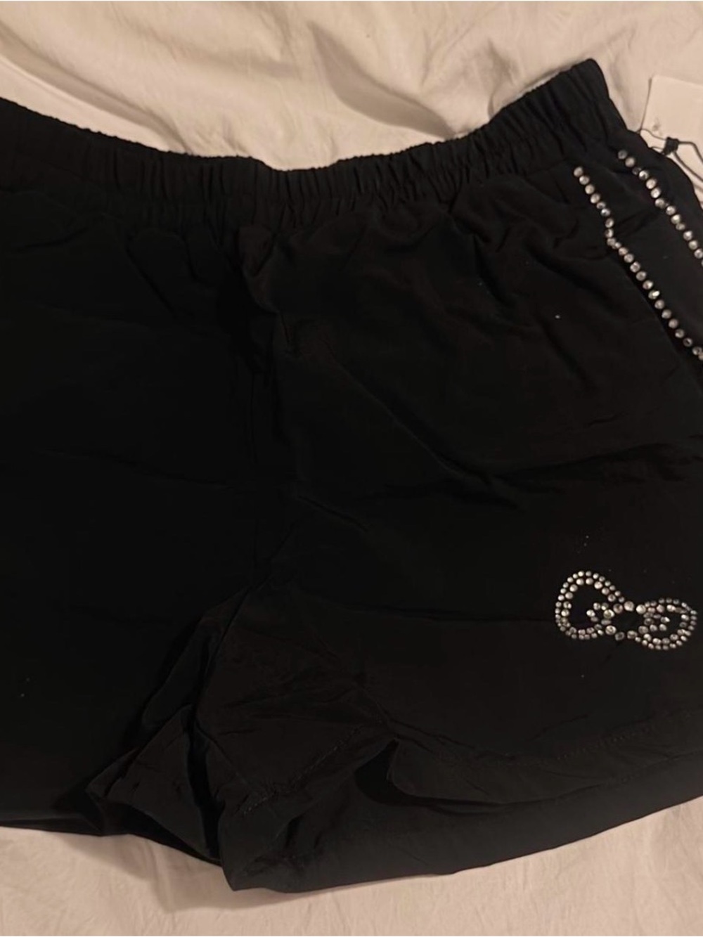 Black Women's Hello Kitty Rhinestone Accent Shorts